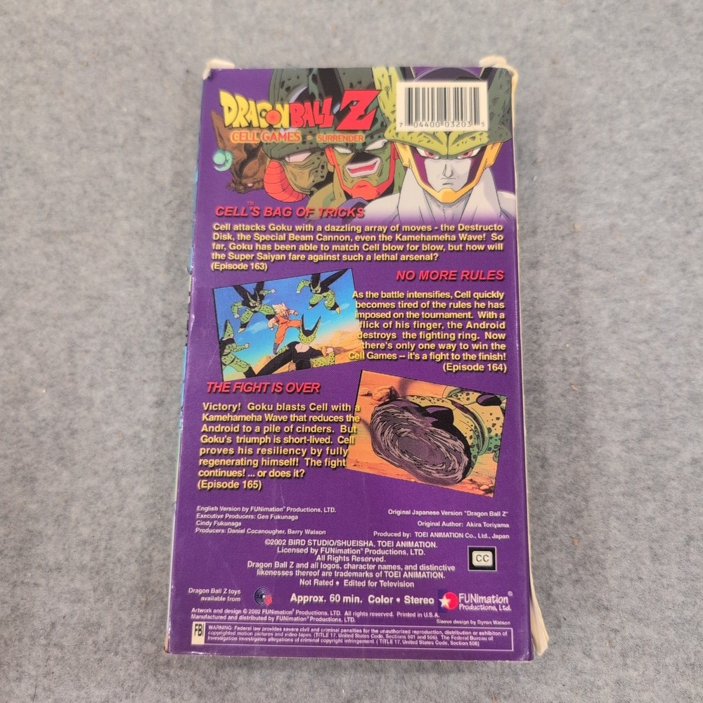 Dragon Ball Z Cell Games Surrender VHS FUNimation 2002 Episodes 163-165 Anime - Picture 2 of 2
